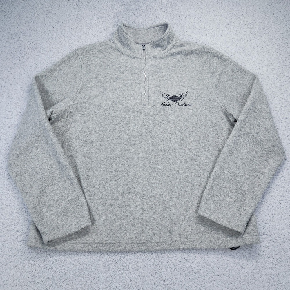 Harley-Davidson Sweatshirt Womens *XL* Boxy Cut Gray 1/4 Zip Fleece Killer Creek